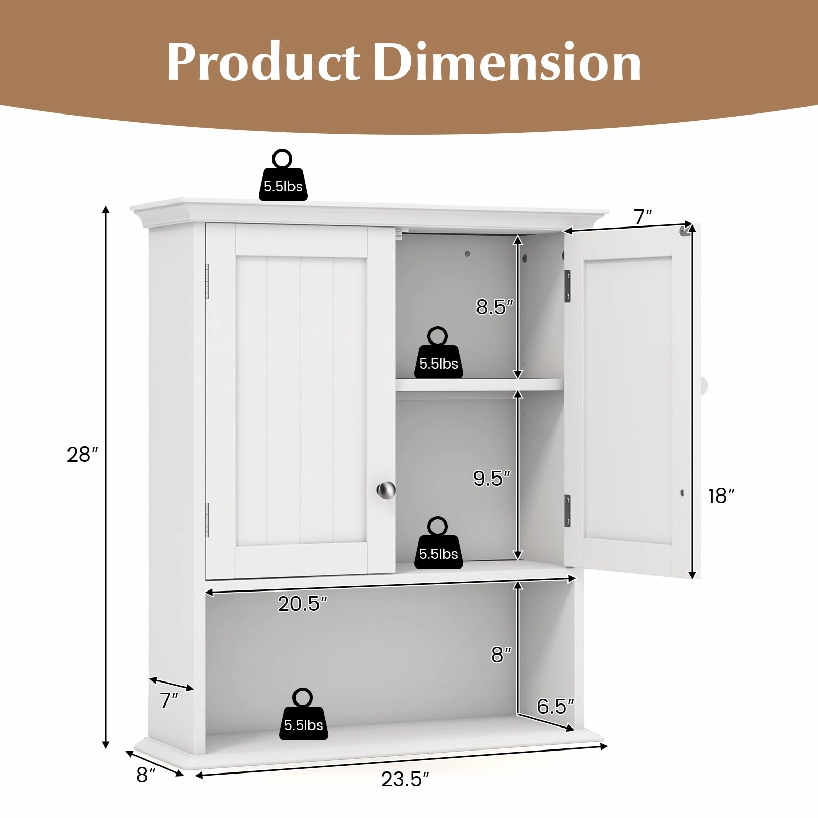 Giantex Wall Mounted Medicine Cabinets - Above Toilet Bathroom Cabinet with Adjustable Shelf