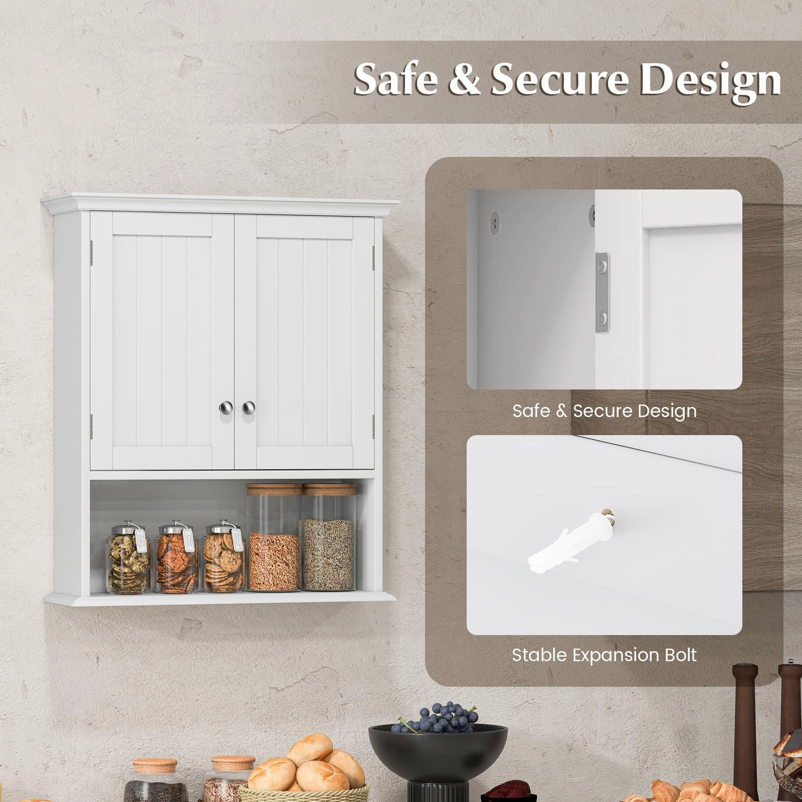 Giantex Wall Mounted Medicine Cabinets - Above Toilet Bathroom Cabinet with Adjustable Shelf