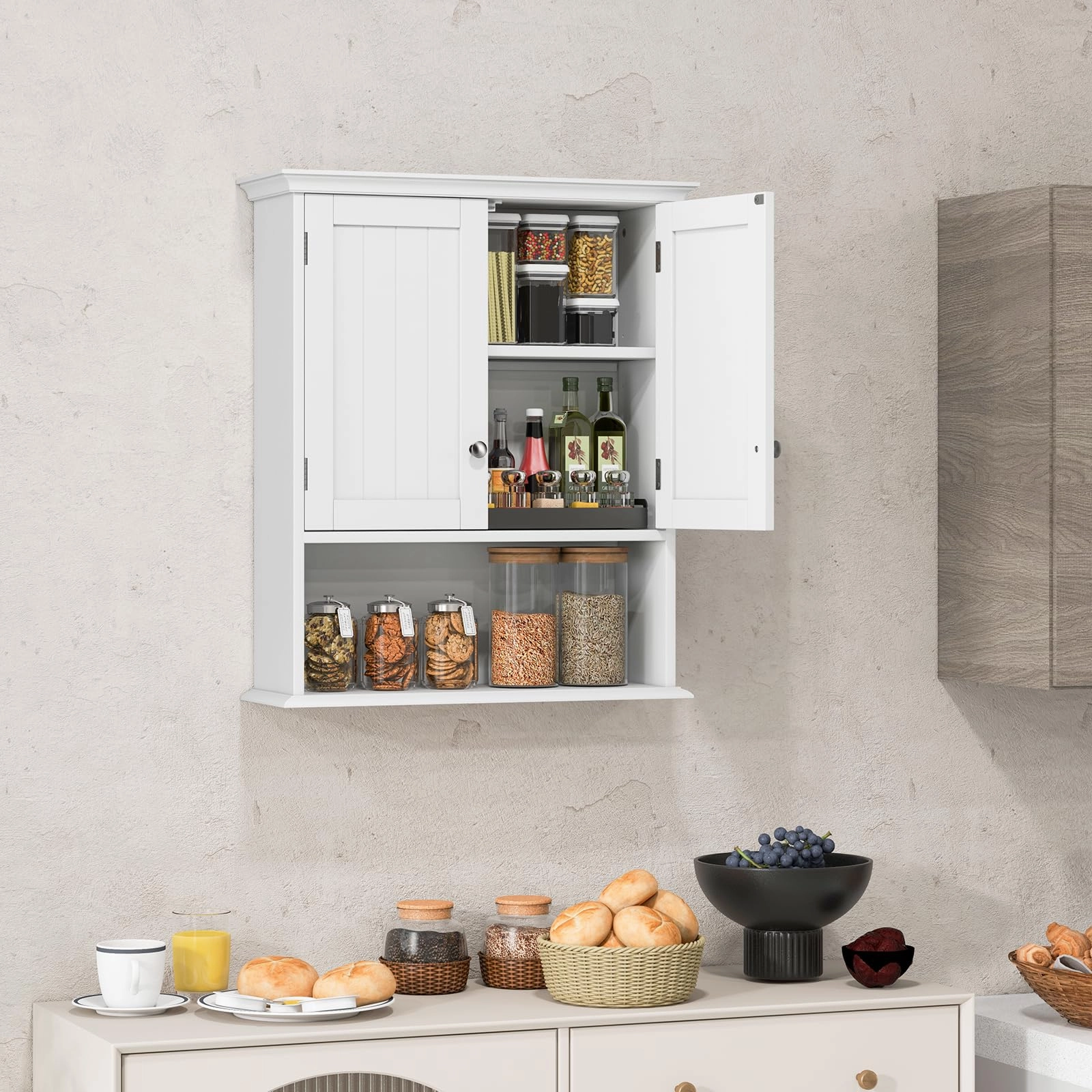 Giantex Wall Mounted Medicine Cabinets - Above Toilet Bathroom Cabinet with Adjustable Shelf
