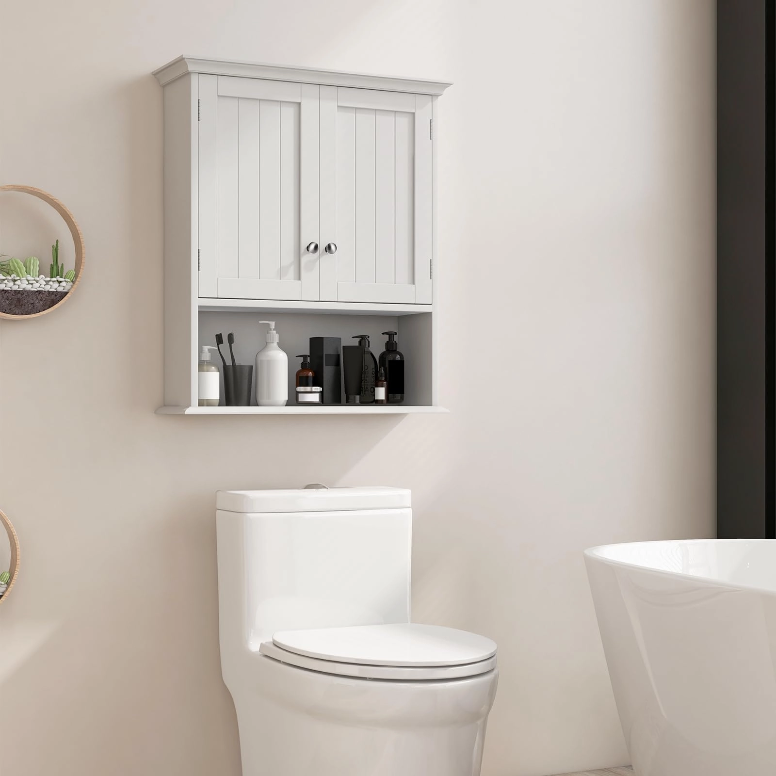 Giantex Wall Mounted Medicine Cabinets - Above Toilet Bathroom Cabinet with Adjustable Shelf