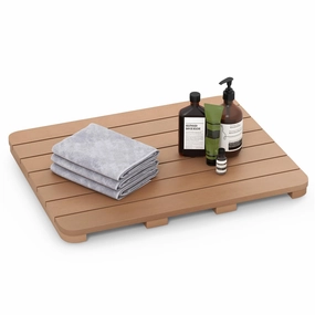 Giantex Waterproof Bath Mat, Shower Mat for Bathroom Inside, Outdoor HIPS Floor Mat with Non Foot Pads bathroom storage cabinet, over toilet storage