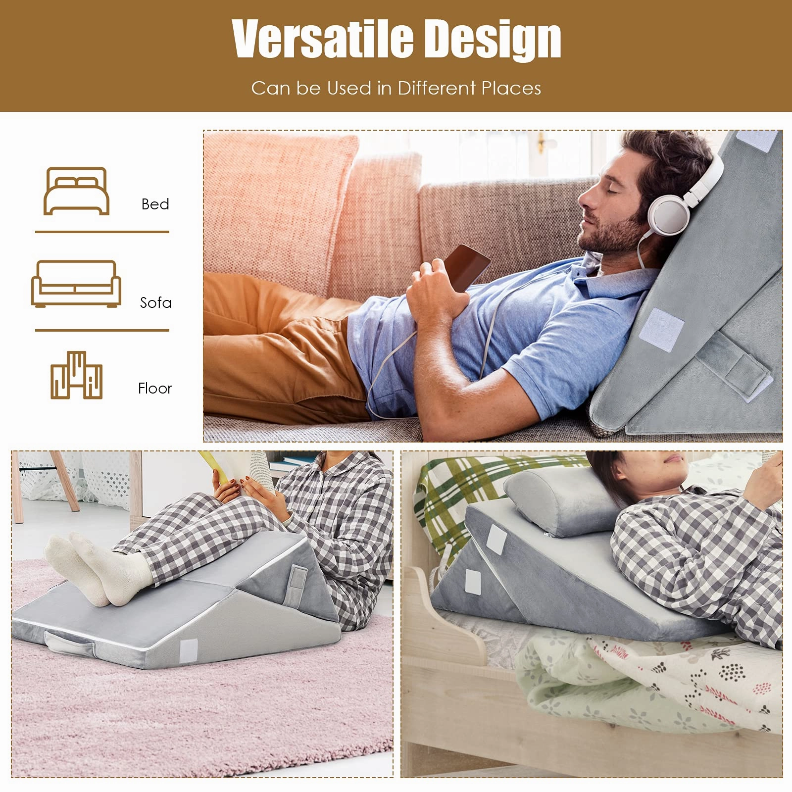 Giantex Wedge Pillow, Memory Foam Incline Pillows with Head Support