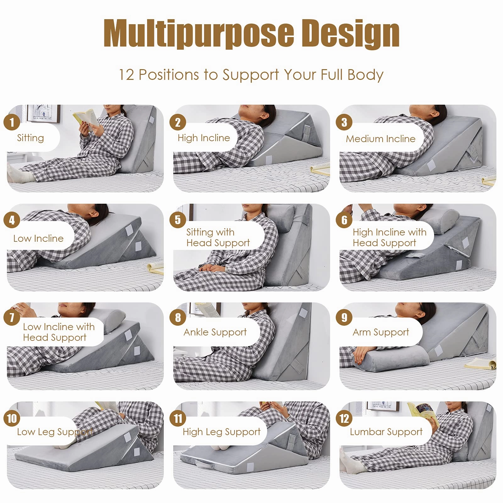 Giantex Wedge Pillow, Memory Foam Incline Pillows with Head Support