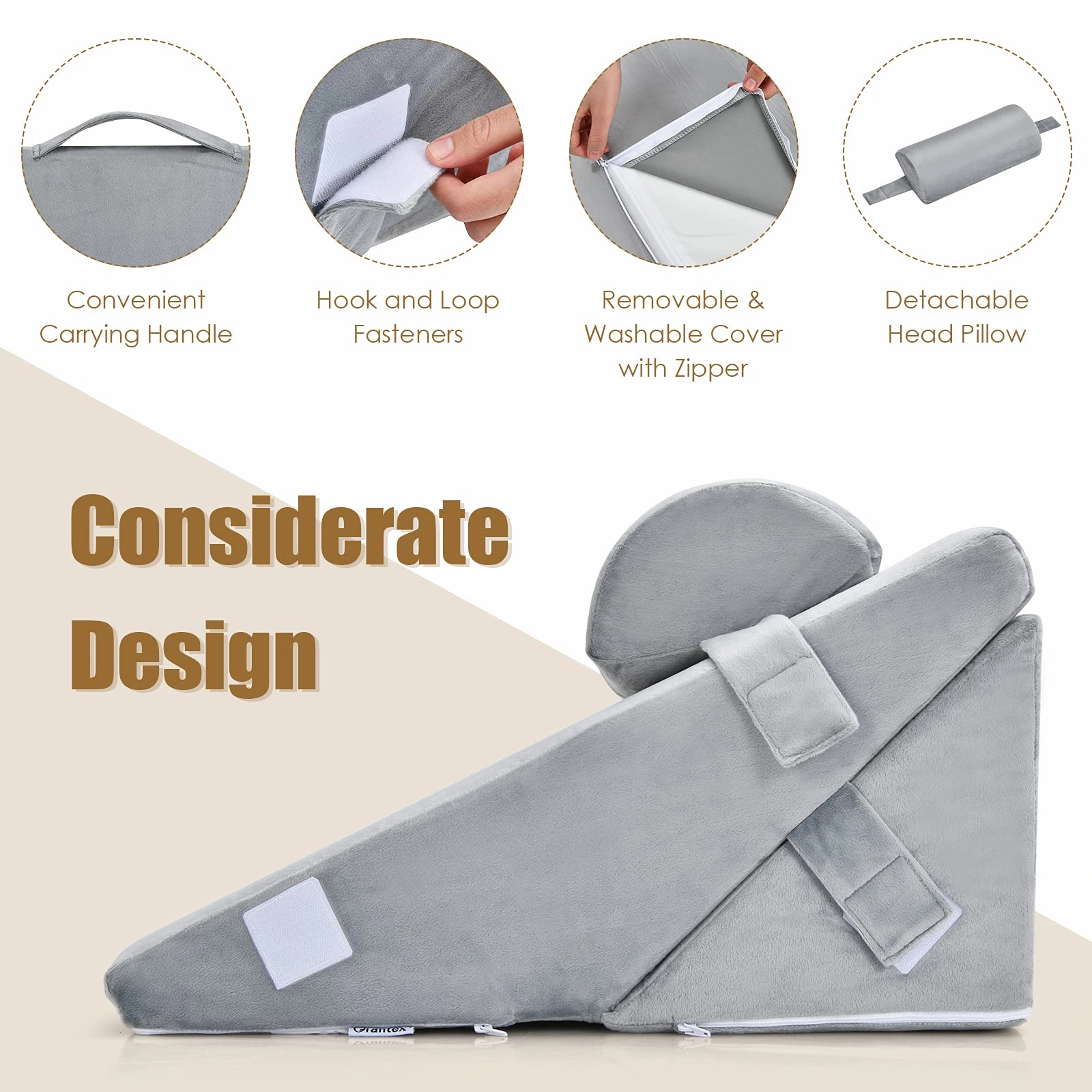 Giantex Wedge Pillow, Memory Foam Incline Pillows with Head Support
