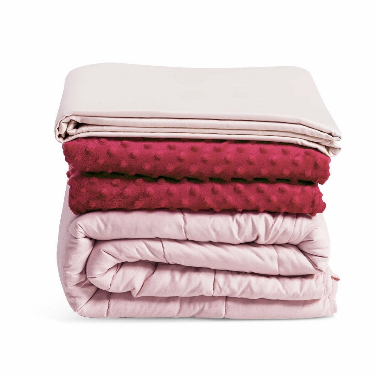 Giantex Weighted Blanket with Duvet Covers, Hot and Cold Duvet Cover Set, 60" x 80" fleece blanket, knit throw