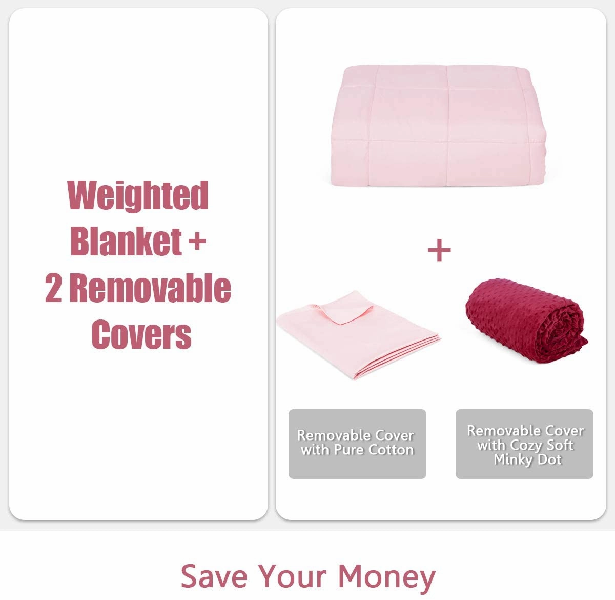 Giantex Weighted Blanket with Duvet Covers, Hot and Cold Duvet Cover Set, 60" x 80"