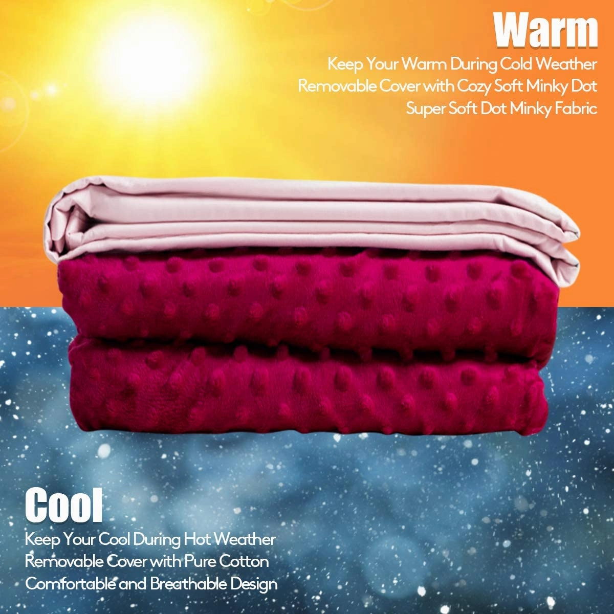 Giantex Weighted Blanket with Duvet Covers, Hot and Cold Duvet Cover Set, 60" x 80"