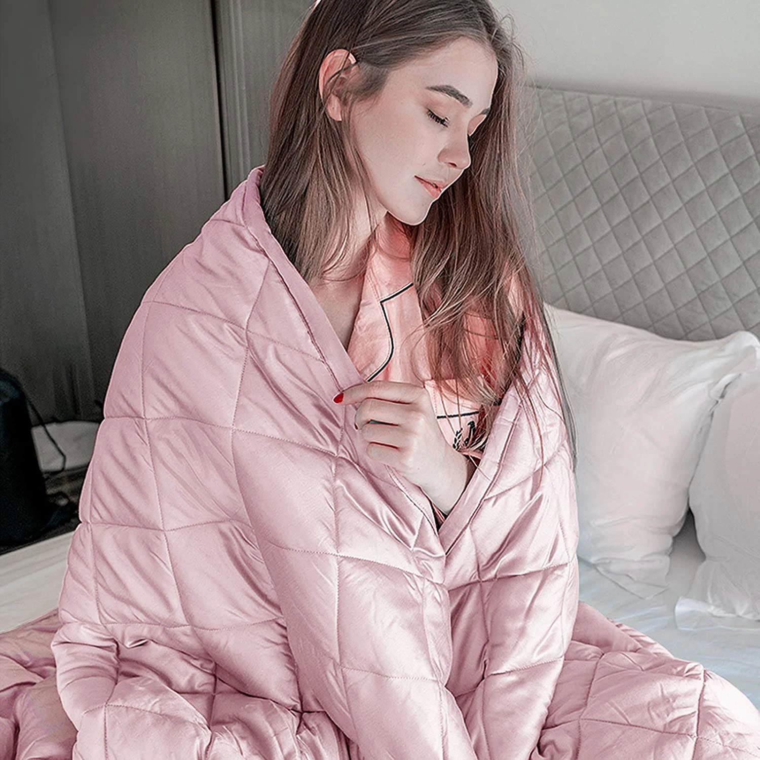 Giantex Weighted Blanket with Duvet Covers, Hot and Cold Duvet Cover Set, 60" x 80"