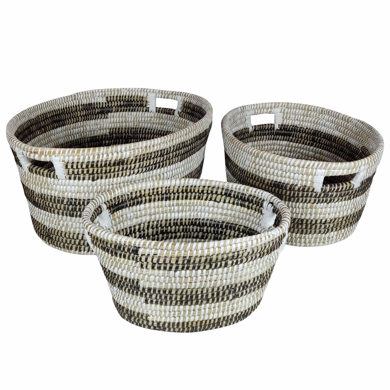Giantex Woven Laundry Basket 24"/20"/16"- Set of 3 Stackable Storage Baskets with Handles bathroom organizer, toilet brush holder