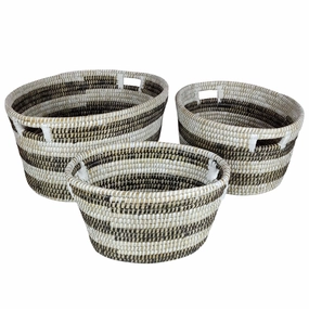 Giantex Woven Laundry Basket 24"/20"/16"- Set of 3 Stackable Storage Baskets with Handles bathroom organizer, toilet brush holder