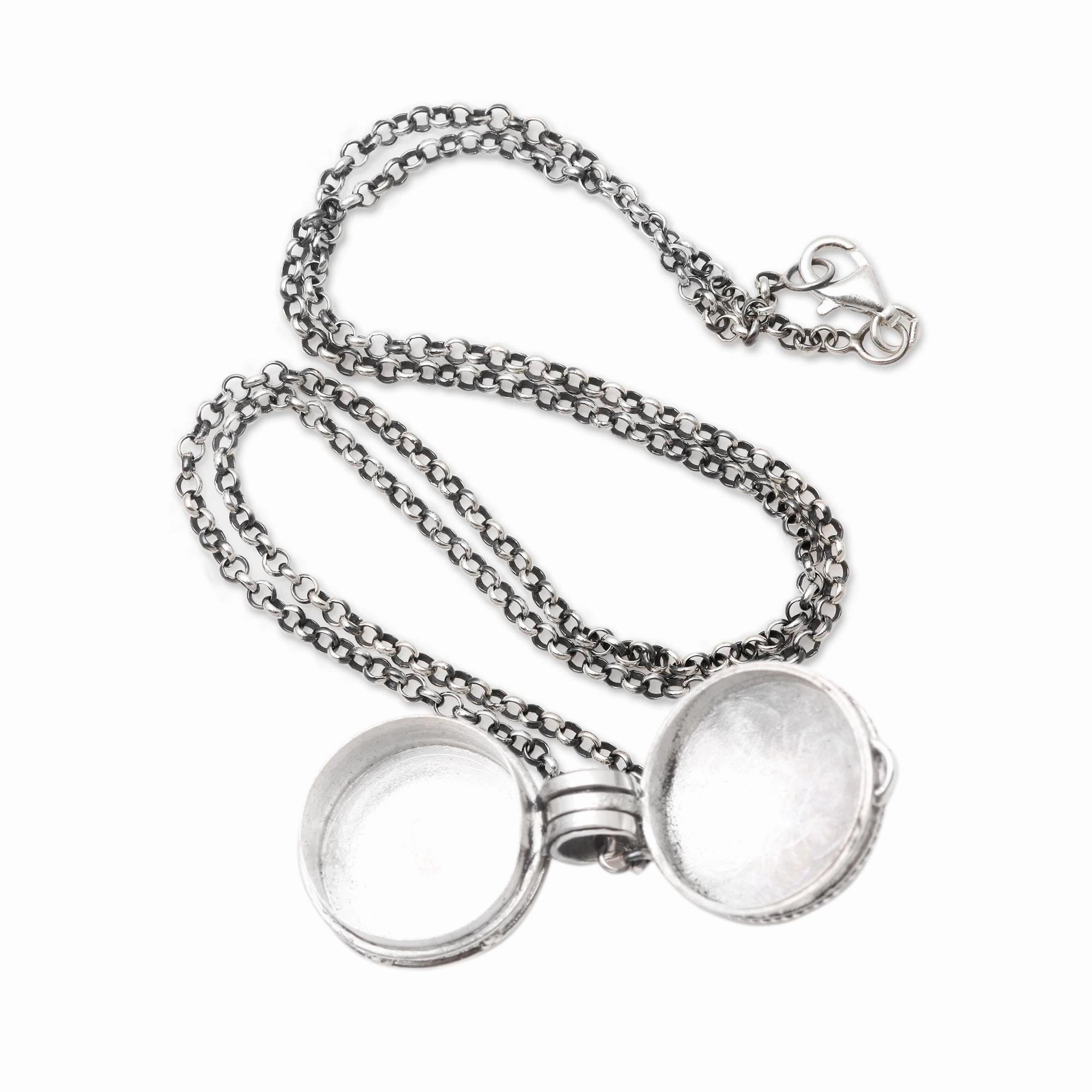 Gianyar Grace Amethyst and Sterling Silver Locket Pendant Necklace