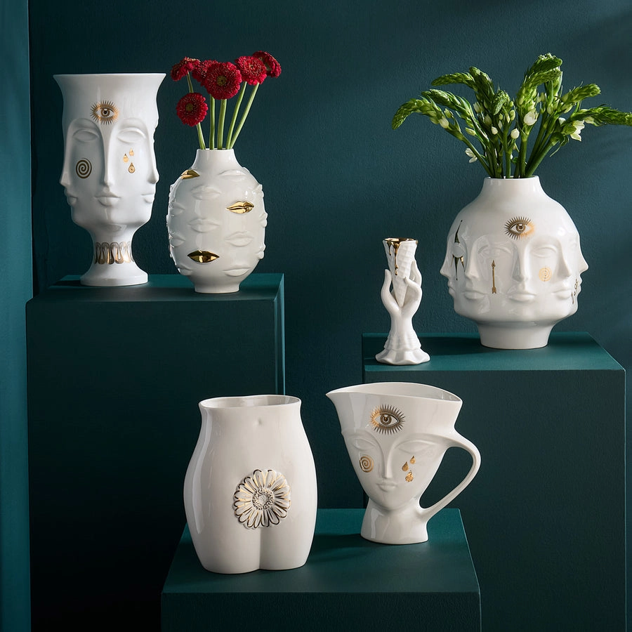 Gilded Porcelain Face Vase L | Jonathan Adler Dora Maar