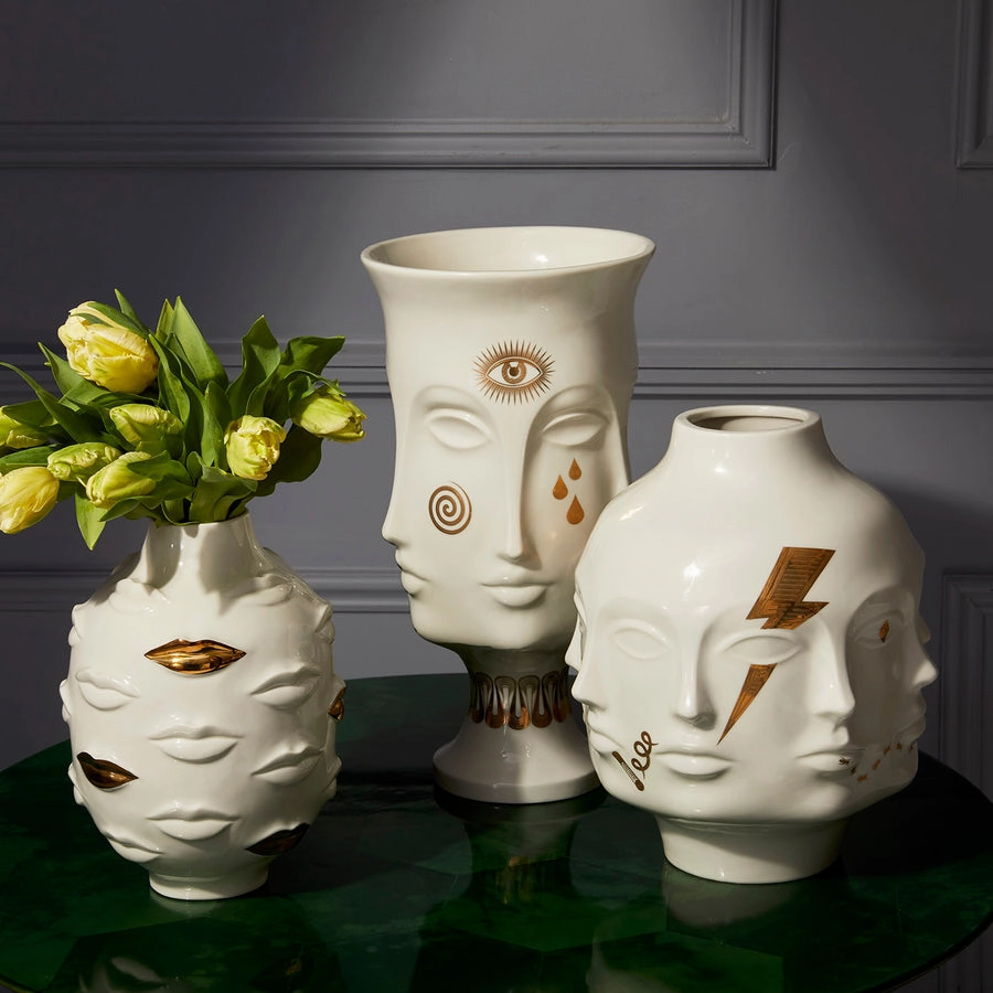 Gilded Porcelain Face Vase L | Jonathan Adler Dora Maar