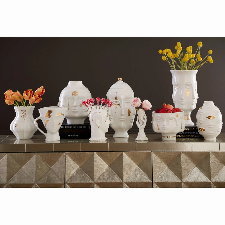 Gilded Porcelain Face Vase L | Jonathan Adler Dora Maar