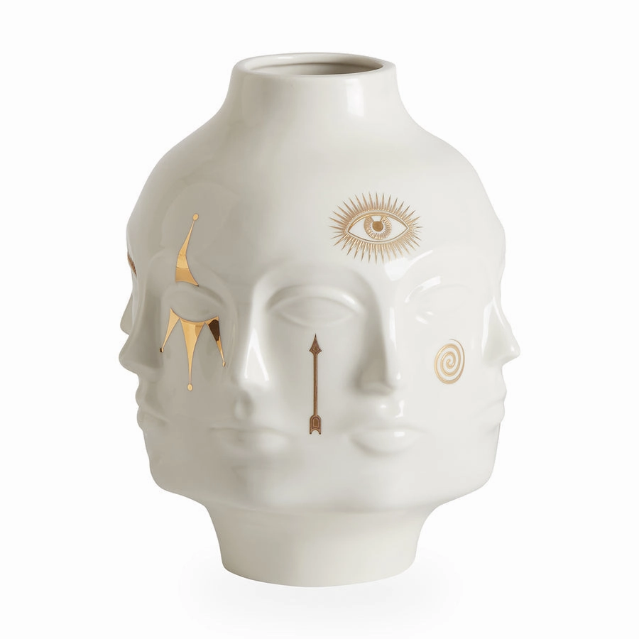 Gilded Porcelain Face Vase L | Jonathan Adler Dora Maar Vase,Glass Vase