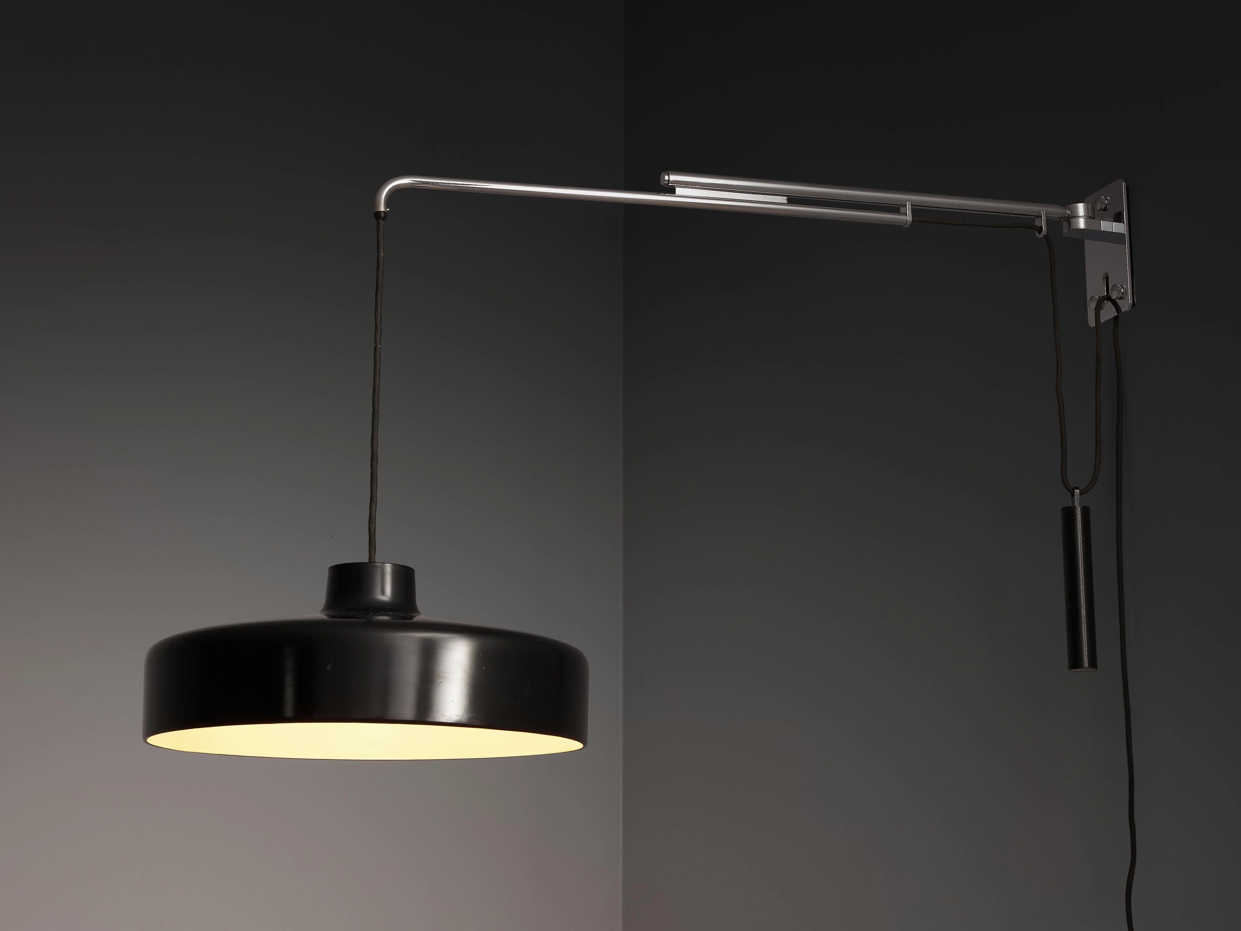 Gino Sarfatti for Arteluce '194N' Wall Light with Black Shade