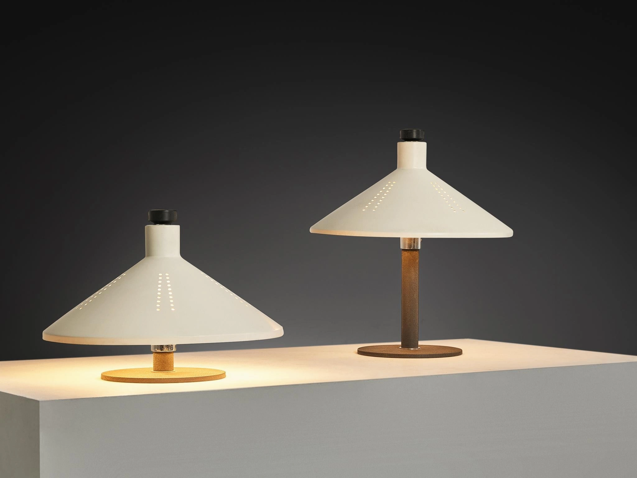 Gino Sarfatti for Arteluce '609' Table Lamps in White Aluminum & Cast Iron