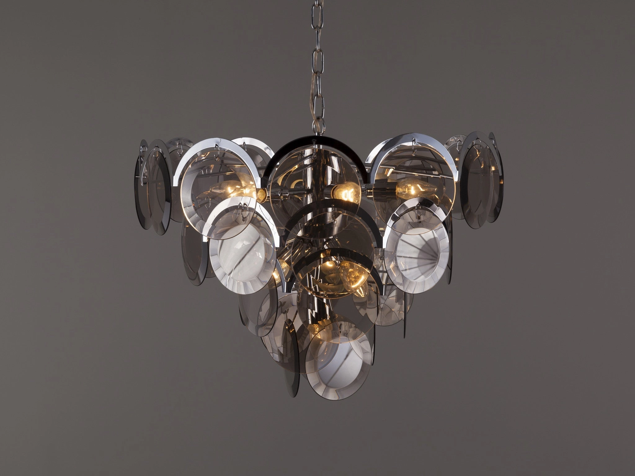 Gino Vistosi for Vistosi Chandelier in Chrome and Murano Glass