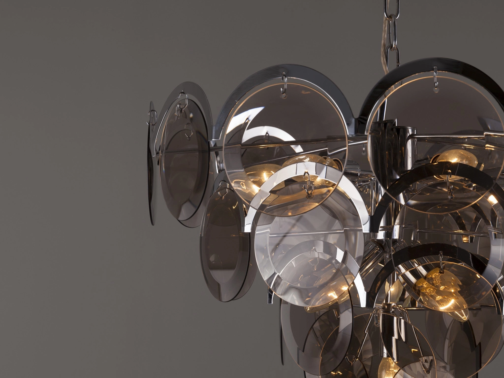 Gino Vistosi for Vistosi Chandelier in Chrome and Murano Glass