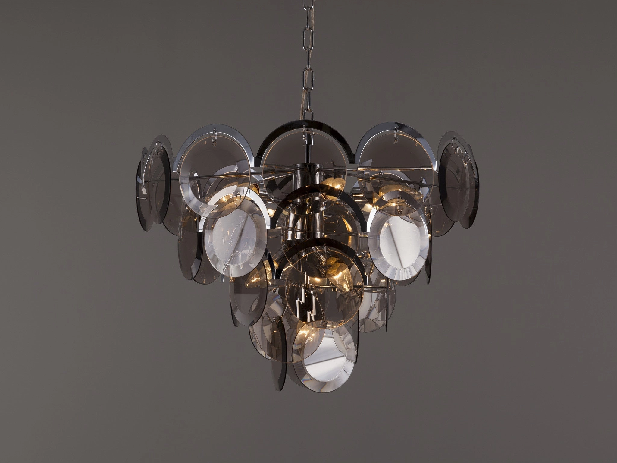 Gino Vistosi for Vistosi Chandelier in Chrome and Murano Glass