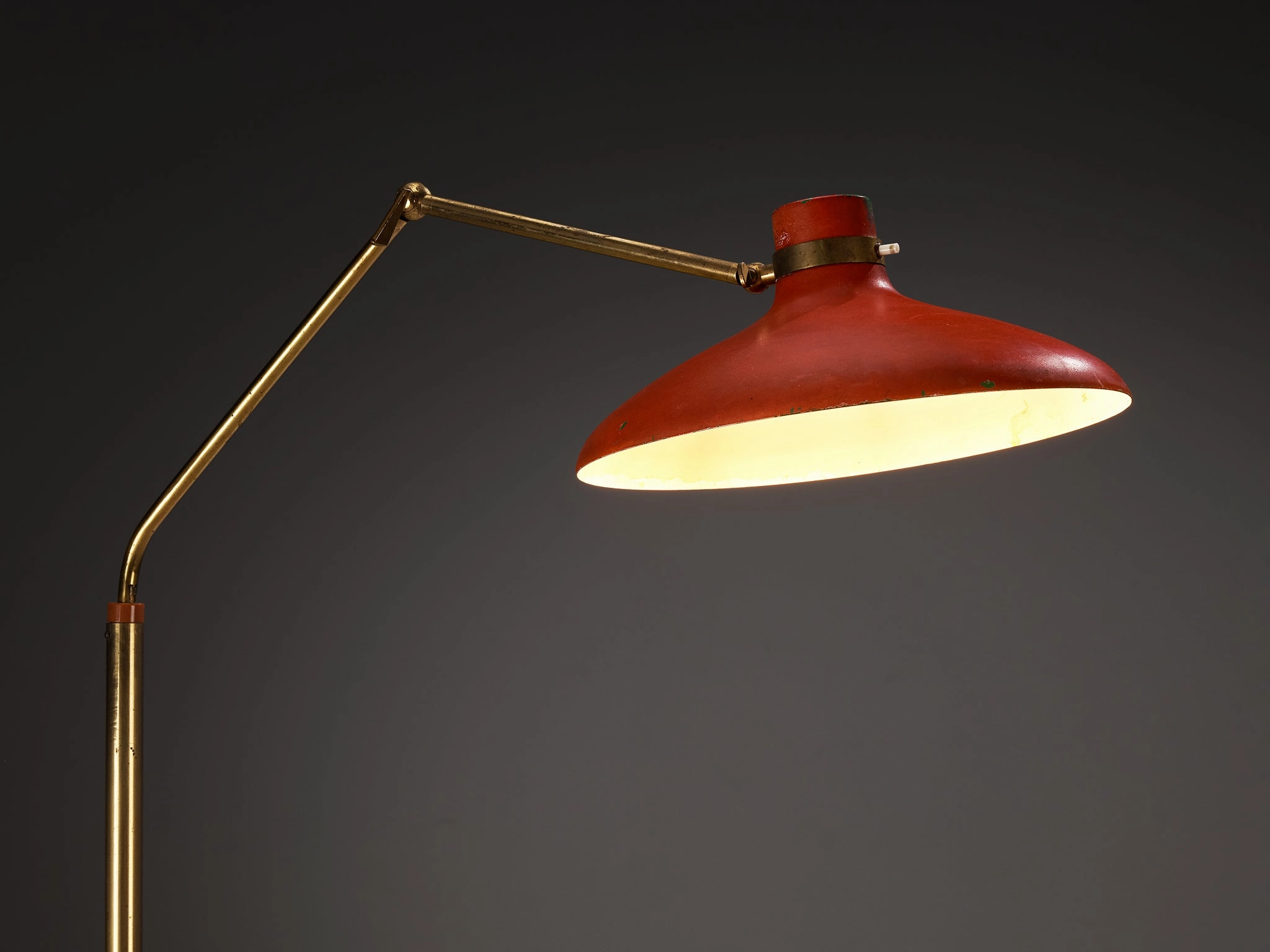 Gio Ponti for Fontana Arte Parco dei Principi Floor Lamp with Red Shade