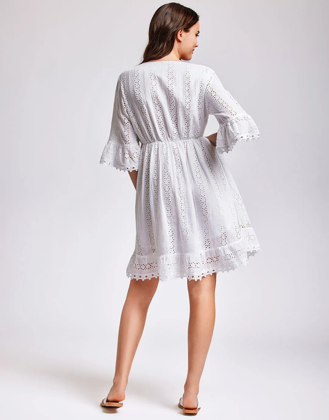 Giorgia 3/4 Sleeve Dress - White