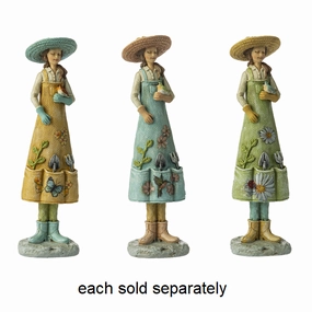 Girl with Bird in Gardening Hat and Apron Figurine 5.5" Decorative Mirror,Home Decor Mirror