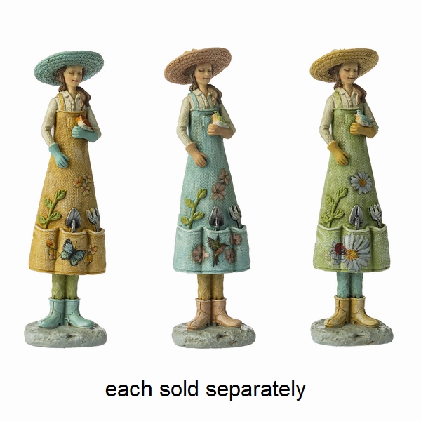 Girl with Bird in Gardening Hat and Apron Figurine 5.5" Decorative Mirror,Home Decor Mirror