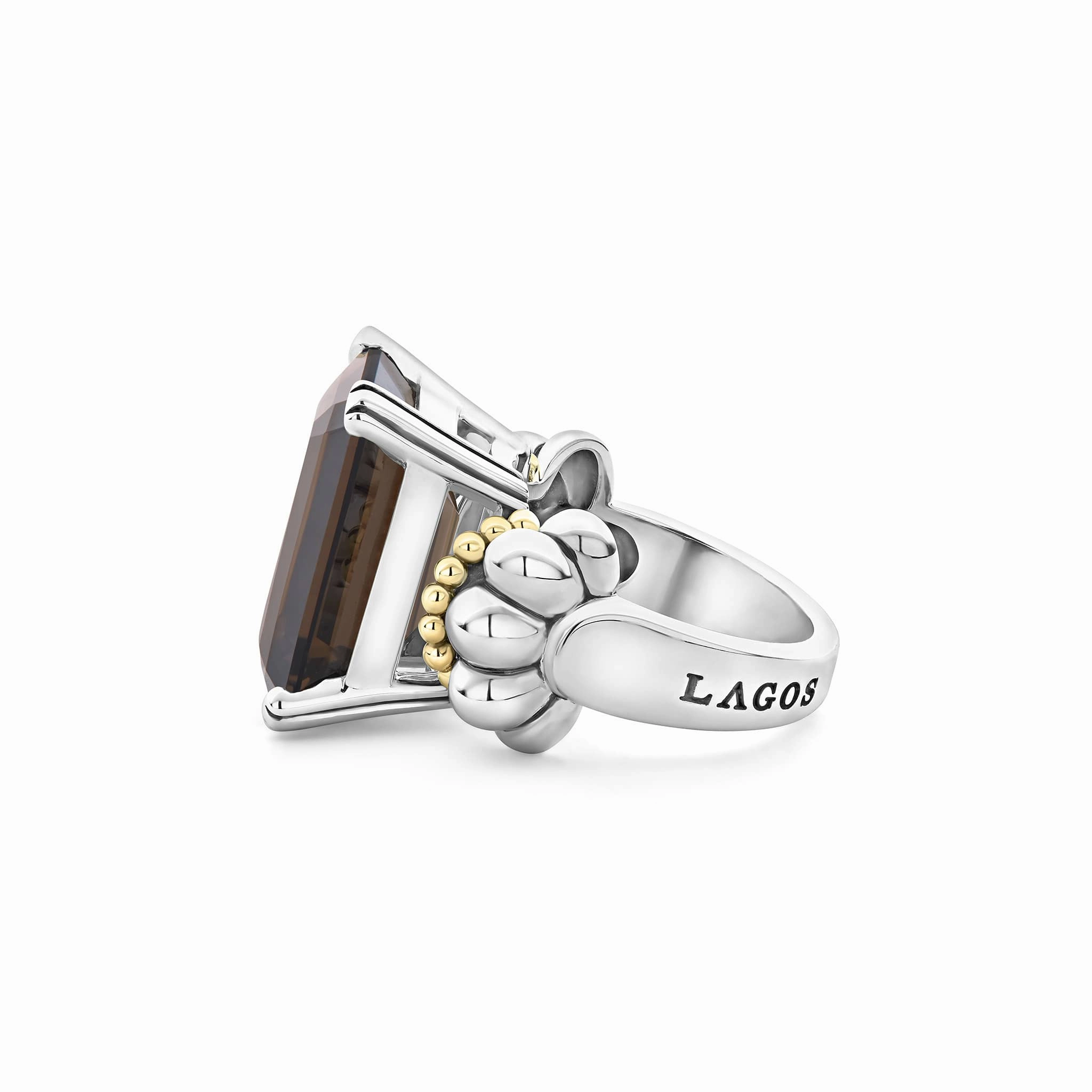 Glacier Large Emerald-Cut Smokey Quartz Ring