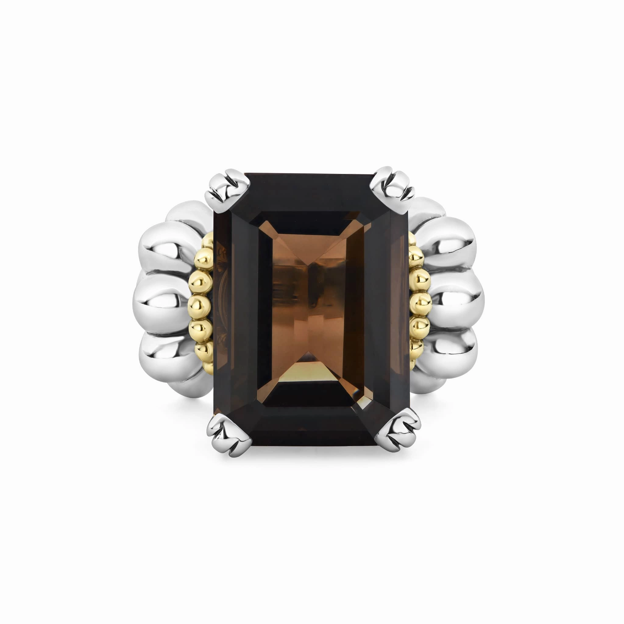 Glacier Large Emerald-Cut Smokey Quartz Ring