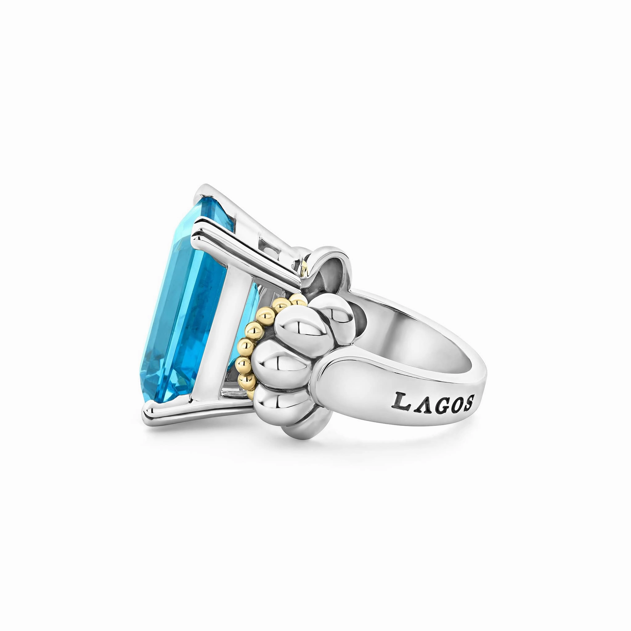 Glacier Large Emerald-Cut Swiss Blue Topaz Ring