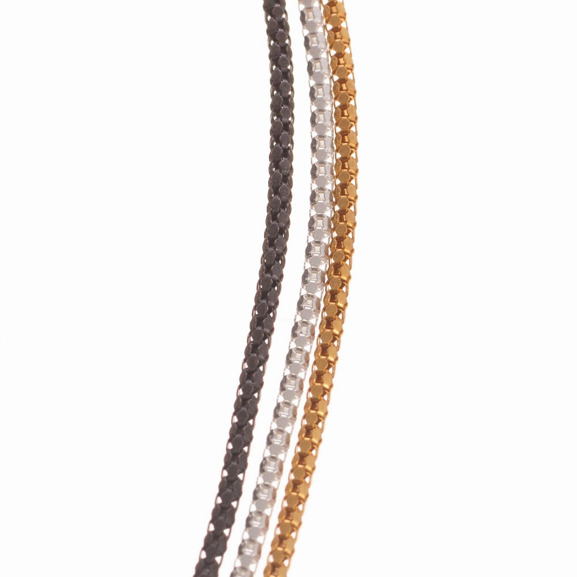 Glamorous Medley Mixed Finish Sterling and Gold Plated Necklaces (Set of 3)