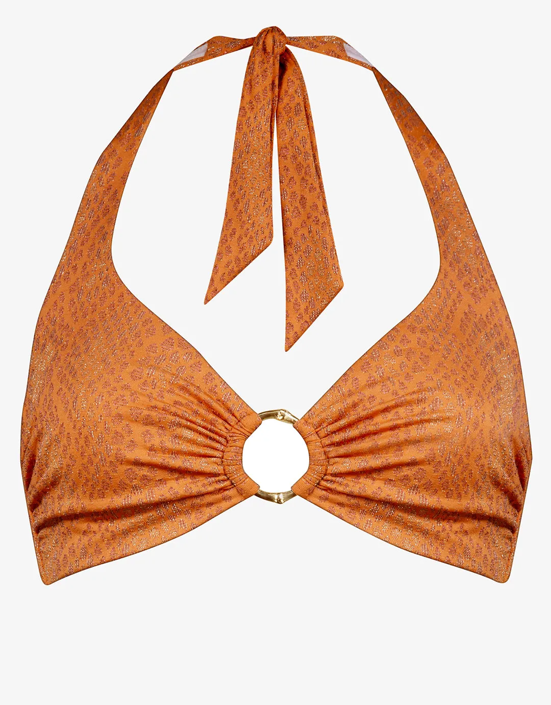 Glance Underwired Halter Bikini Top - Metallic Apricot