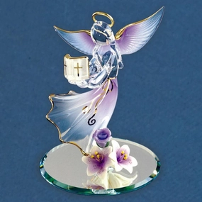 Glass Baron Angel with Bible Glass Figurine Decorative Mirror,Home Decor Mirror