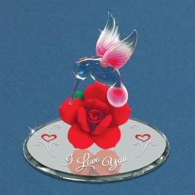 Glass Baron Hummingbird "I Love You" Glass Figurine Decorative Mirror,Home Decor Mirror