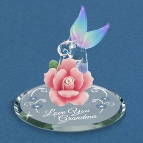 Glass Baron Hummingbird "Love You Grandma" Figurine Decorative Mirror,Home Decor Mirror
