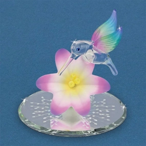 Glass Baron Hummingbird with Lavender Lily Glass Figurine Decorative Mirror,Home Decor Mirror