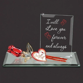 Glass Baron I Will Love You Forever & Always Rose Glass Figurine Decorative Mirror,Home Decor Mirror