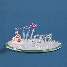 Glass Baron Mom "I Love You" Figurine Decorative Mirror,Home Decor Mirror