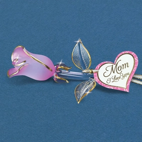 Glass Baron Pink Pearl Rose "Mom I Love You" Decorative Mirror,Home Decor Mirror