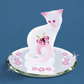 Glass Baron Pretty Cat Glass Figurine Decorative Mirror,Home Decor Mirror