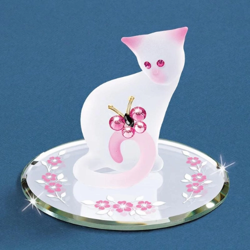 Glass Baron Pretty Cat Glass Figurine Decorative Mirror,Home Decor Mirror