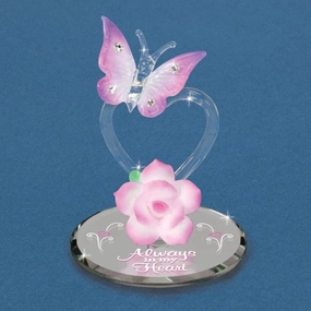 Glass Baron "Always in My Heart" Butterfly Figurine Decorative Mirror,Home Decor Mirror