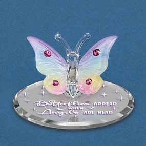 Glass Baron "Angels Are Near" Butterfly Glass Figurine Decorative Mirror,Home Decor Mirror
