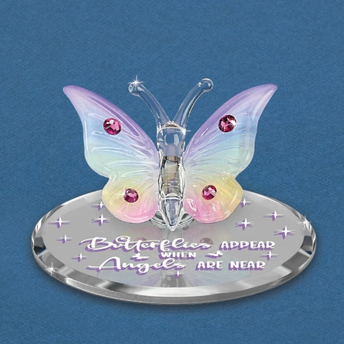 Glass Baron "Angels Are Near" Butterfly Glass Figurine Decorative Mirror,Home Decor Mirror