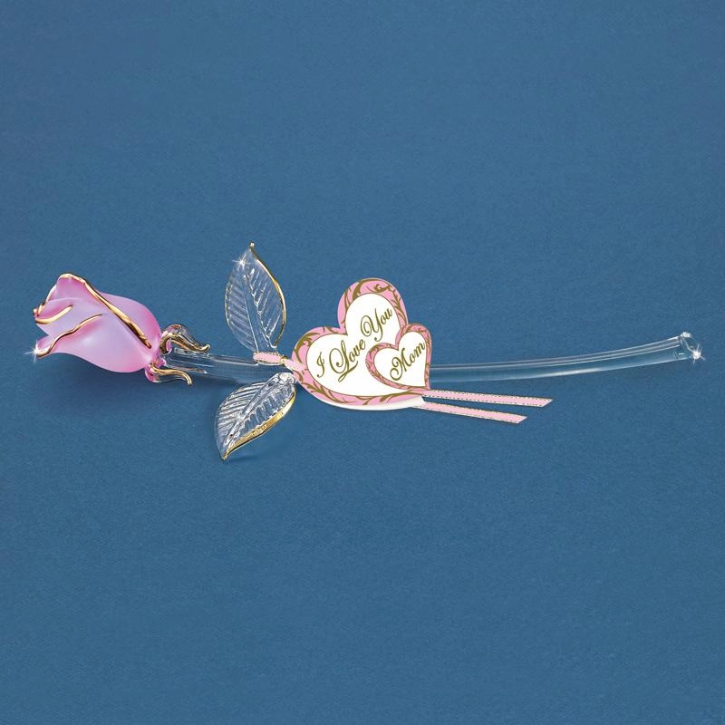 Glass Baron "I Love You" Pink Pearl Rose Decorative Mirror,Home Decor Mirror