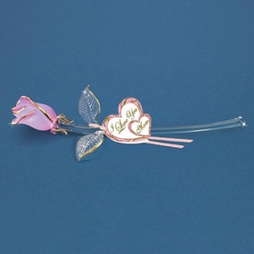 Glass Baron "I Love You" Pink Pearl Rose Decorative Mirror,Home Decor Mirror