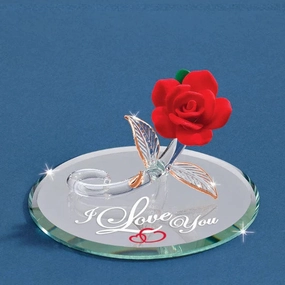 Glass Baron "I Love You" Rose Figurine Decorative Mirror,Home Decor Mirror