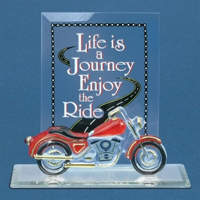 Glass Baron "Life is a Journey" Motorcycle Glass Figurine Decorative Mirror,Home Decor Mirror