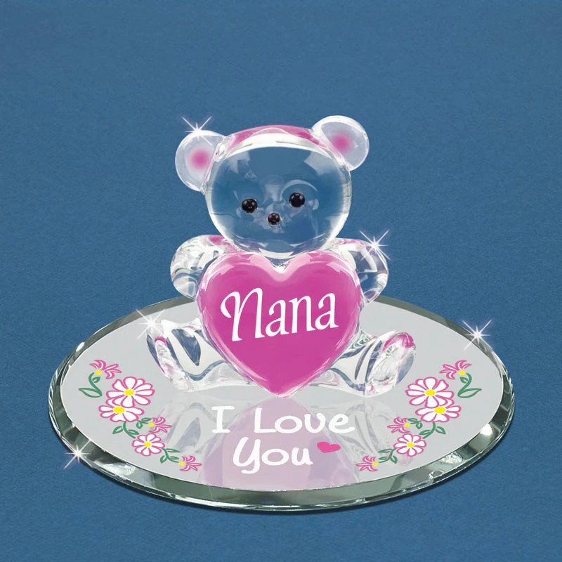 Glass Baron "Love You Nana" Bear and Heart Decorative Mirror,Home Decor Mirror